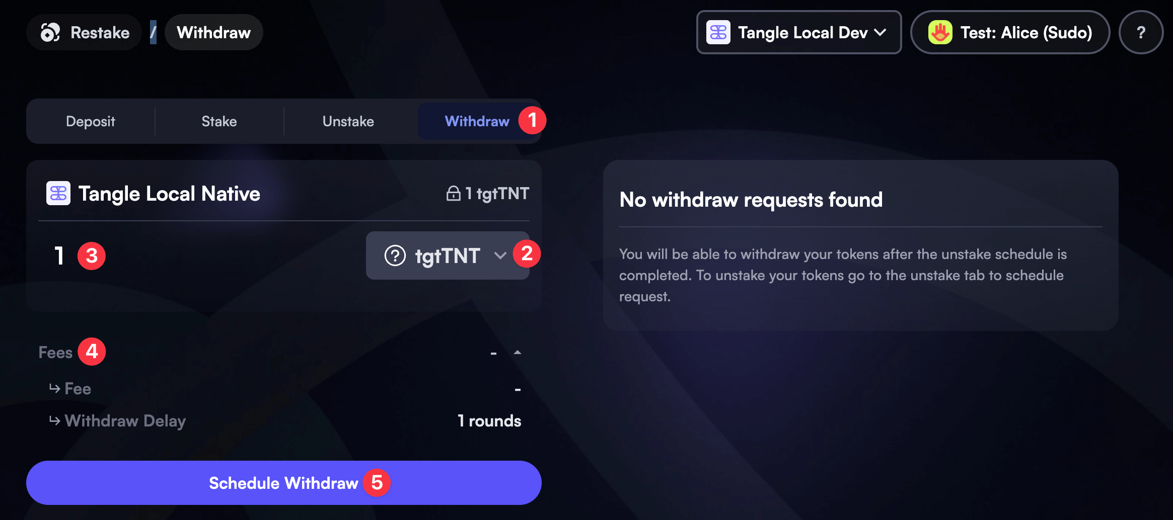 Withdraw Steps